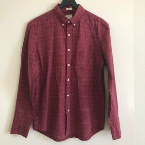 J. Crew Burgundy Plaid Secret Wash Shirt, Large, Slim